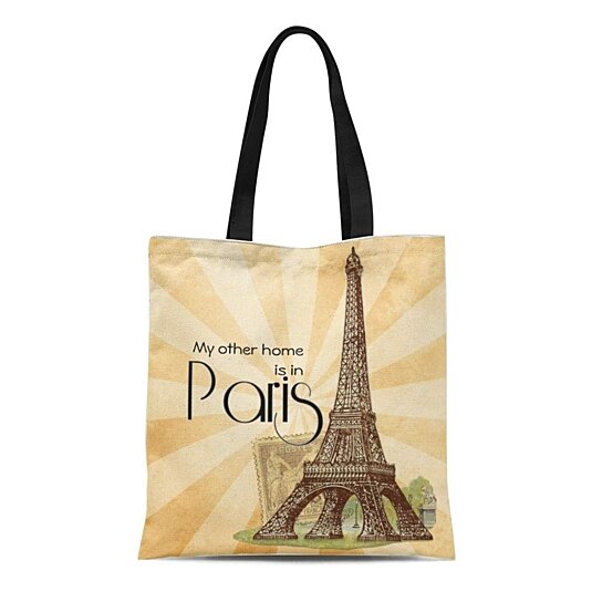 Buy Canvas Tote Bag Baggu Paris Eiffel Tower French Gu Duck France Reusable Handbag Shoulder Grocery Shopping Bags By Felix Honey On Dot Bo