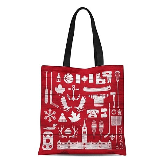 Buy Canvas Tote Bag Huge Collection of Stereotypical Canadian Barn Board This Group Reusable ...