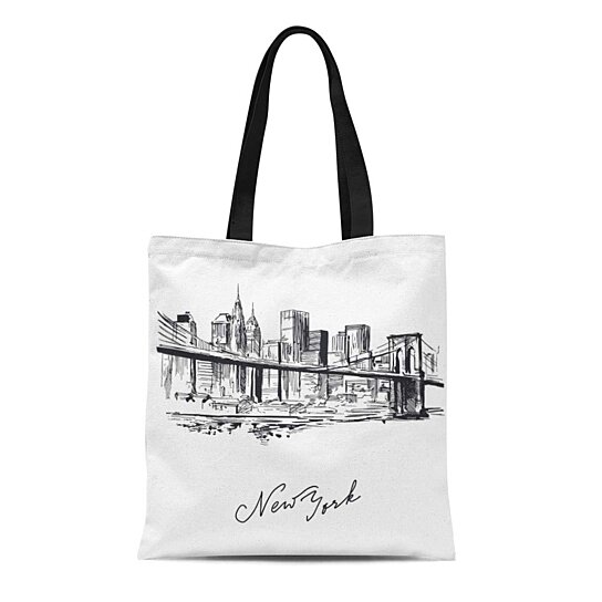 Buy Canvas Tote Bag Skyline New York Metropolis City Nyc Manhattan ...