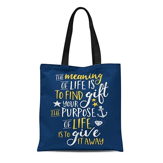 Buy Canvas Tote Bag the Inspirational Motivational Life Meaning Purpose Funny Reusable Handbag ...
