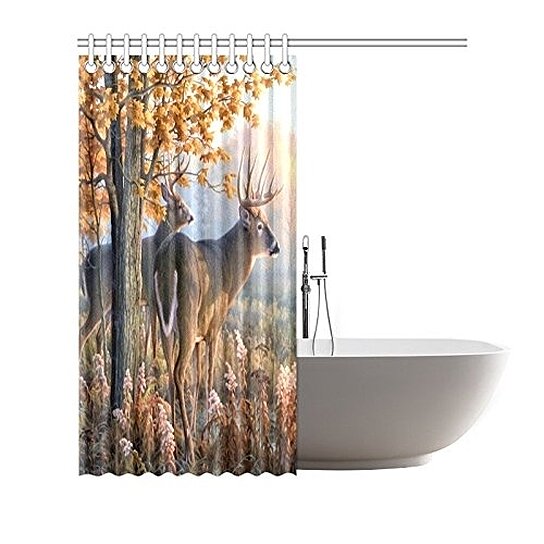 Buy Deer Decor Shower Curtain Rustic Animal World Wildlife Cute Gentle 