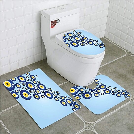 blue toilet lid cover