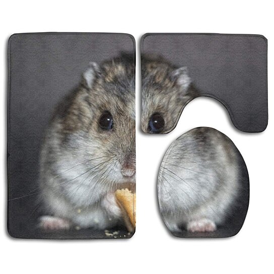 Buy Hamster Dwarf Hamster Good Luck 3 Piece Bathroom Rugs Set Bath Rug Contour Mat Toilet Lid Cover By Felix Honey On Dot Bo