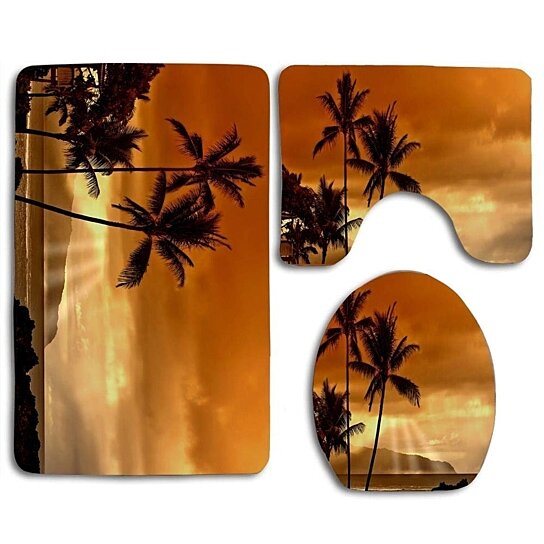 palm tree bath mat set