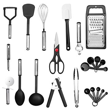 SKUSHOPS 23Pcs Kitchen Utensil Set Stainless Steel Nylon Heat Resistant  Cooking Utensil Tool Kit