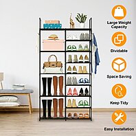 Buy 9 Tiers Shoe Rack Metal Shoe Storage Shelf Free Standing Large Shoe  Stand 50-55 Pairs Shoe Tower Unit Tall Shoe Organizer with 2 Hooks by  Global Phoenix on Dot & Bo