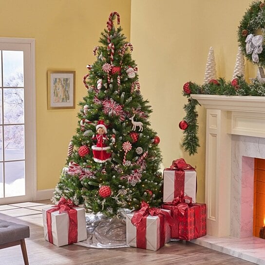 Buy 7.5-foot Mixed Spruce Pre-Lit or Unlit Hinged Artificial Christmas