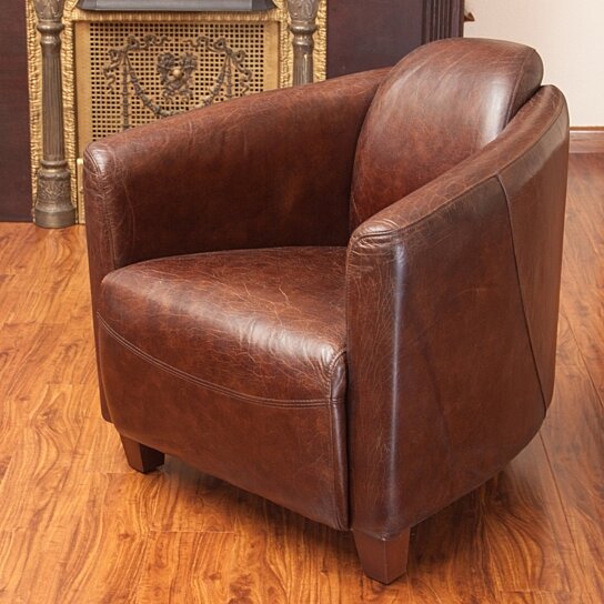 Buy Abram Brown Top Grain Leather Club Chair by GDFStudio on Dot & Bo