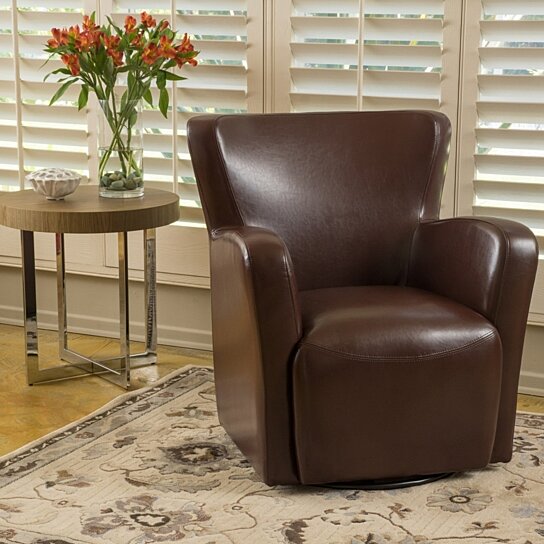 Almendro Bonded Leather Wingback Swivel Club Chair