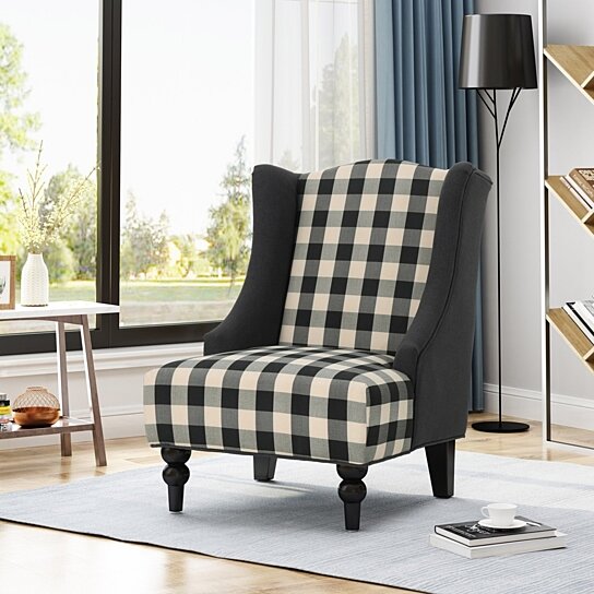 high back tartan chair