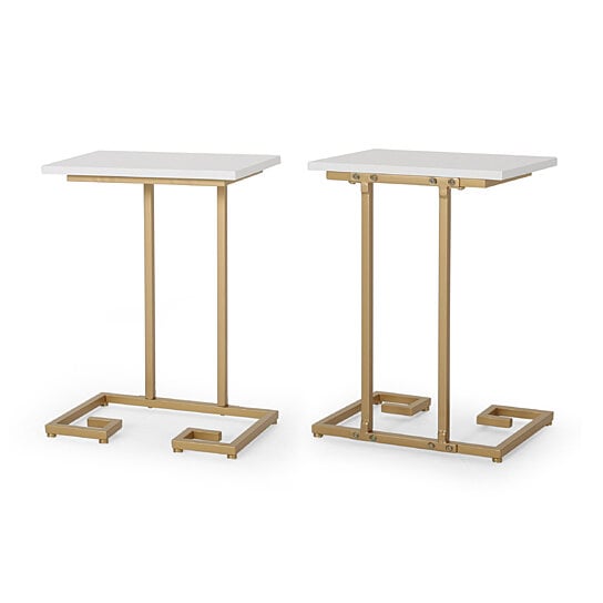 Buy Ariade Modern Glam C Side Table Set Of 2 White And Champagne Gold By Gdfstudio On Dot Bo