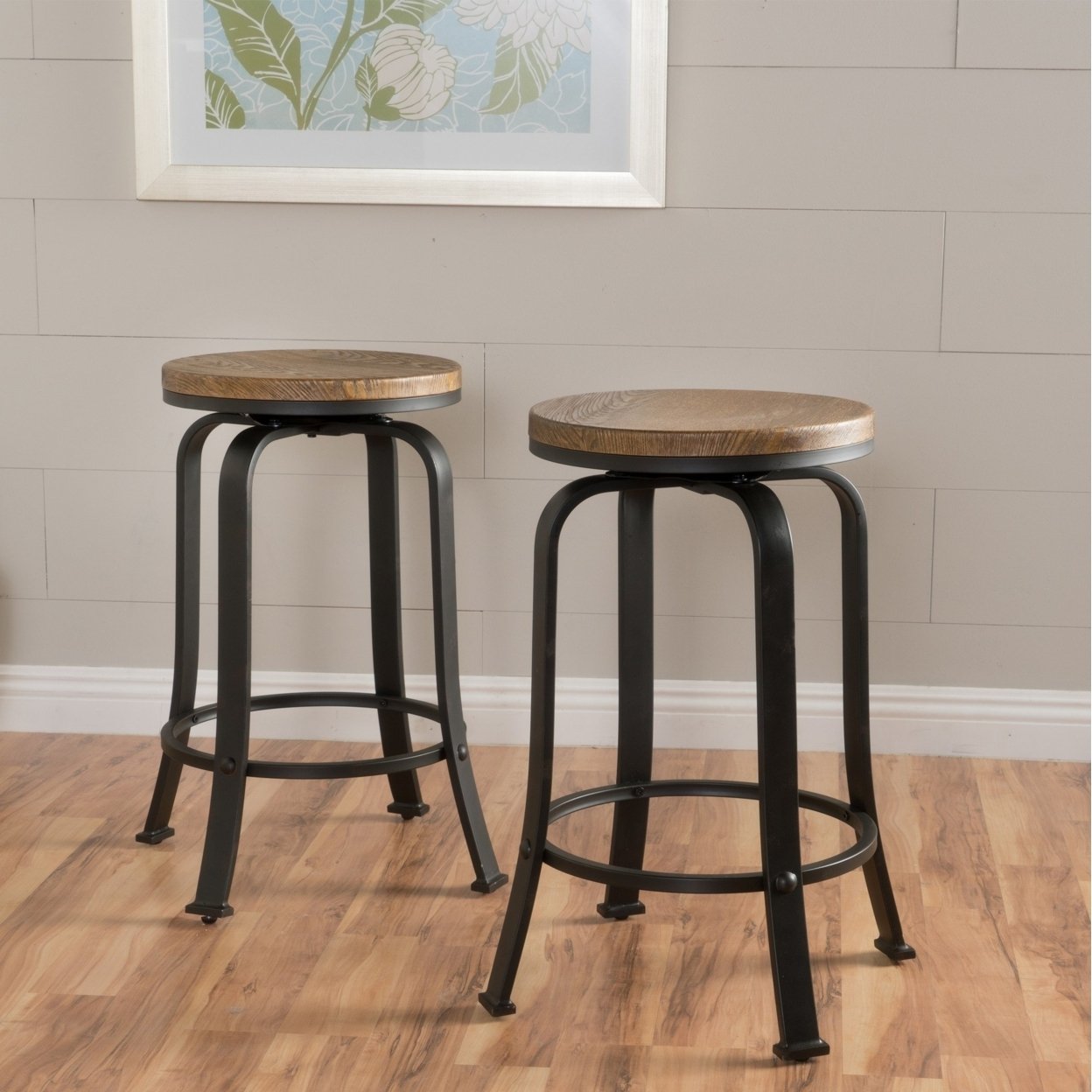 Buy Arlington 24-Inch Natural Wood Rotating Counter Stool (Set of 2) by ...