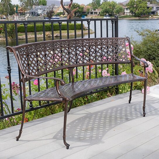 Buy Bainbridge Outdoor Antique Copper Cast Aluminum Bench By Gdfstudio On Dot Bo