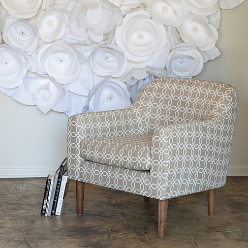 Bellview Grey/White Fabric Retro Chair