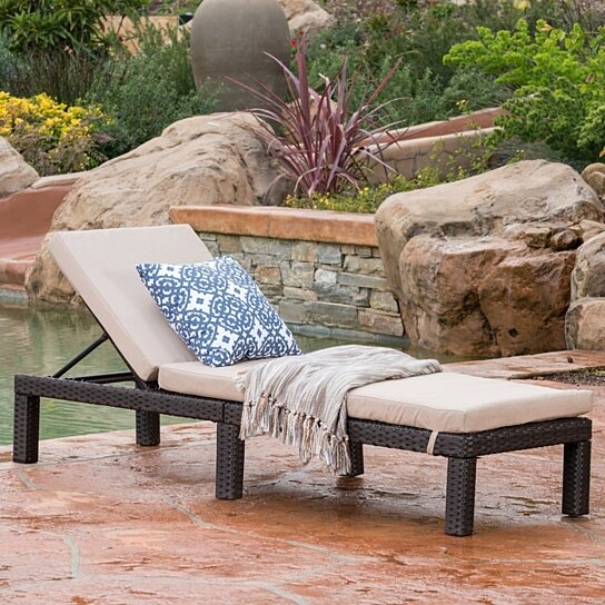 Buy Budva Outdoor Wicker Adjustable Chaise Lounge with Cushion by ...