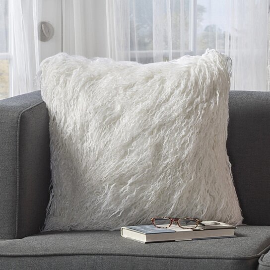 white fuzzy throw pillows