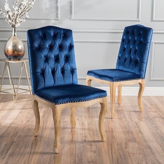 Buy Cello Navy Blue New Velvet Dining Chairs (Set of 2) by GDFStudio on ...