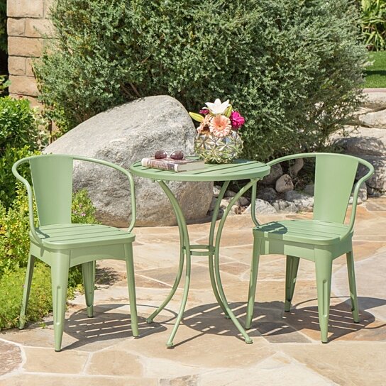 sage green metal bistro set