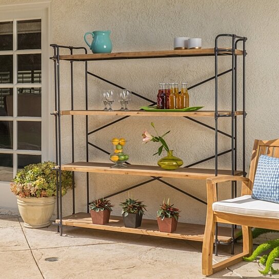 Buy Danielle Outdoor Industrial 4 Shelf Firwood Bookcase By