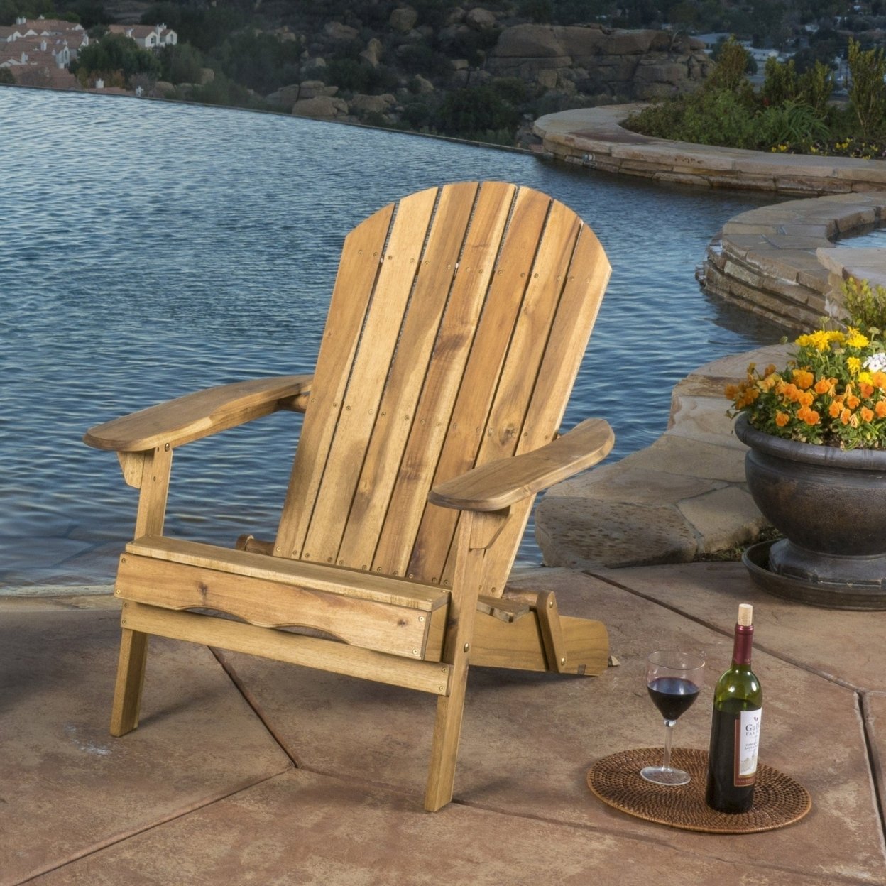 Buy Katherine Outdoor Reclining Wood Adirondack Chair With Footrest By   Behemoth 