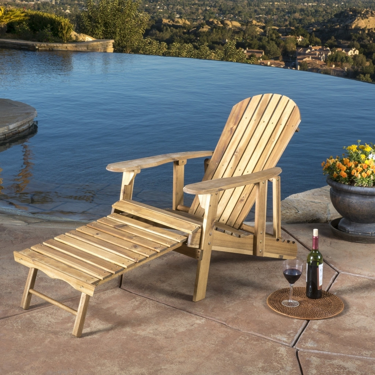 Buy Katherine Outdoor Reclining Wood Adirondack Chair with Footrest by