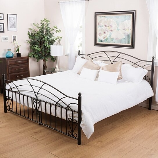 Buy Edsel Queen Size Black Finish Iron Bed Frame by Great Deal 
