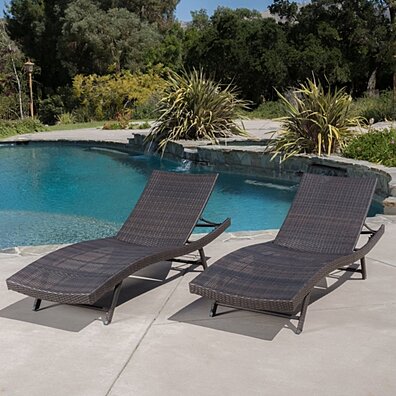 Eliana Brown Wicker Chaise Outdoor Lounge Chairs for Lawn, Patio
