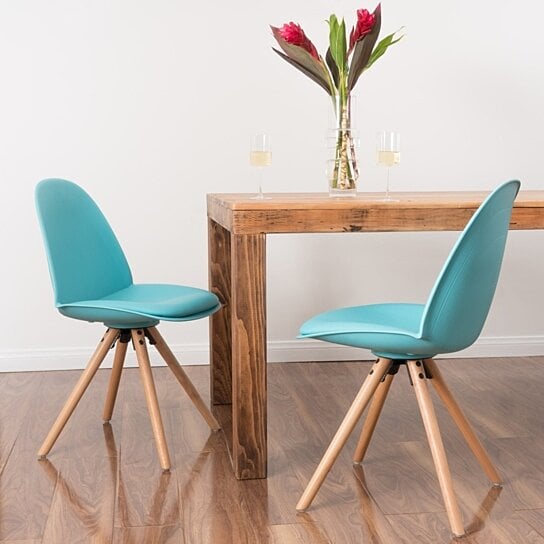 duck egg blue leather dining chairs