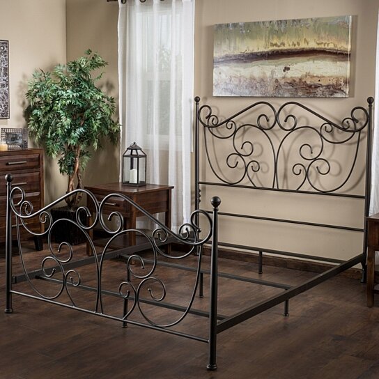 Buy Haven King Size Scroll Design Iron Bed in Dark Bronze by GDFStudio