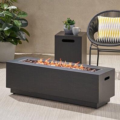Hemmingway Outdoor Rectangular Fire Pit with Tank Holder