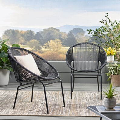 Irene Outdoor Modern Faux Rattan Club Chair (Set of 2)