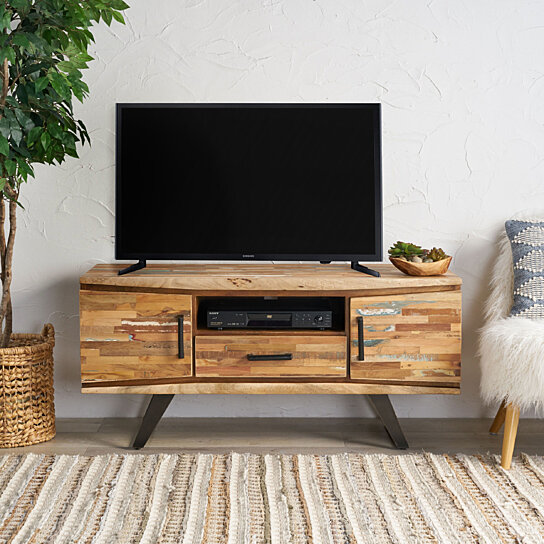Buy Iris Handcrafted Boho Reclaimed Wood TV Stand by ...