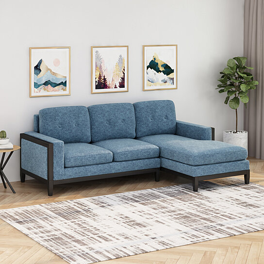 Buy Joanna Mid Century Modern Fabric and Wood Chaise Sectional by GDF ...
