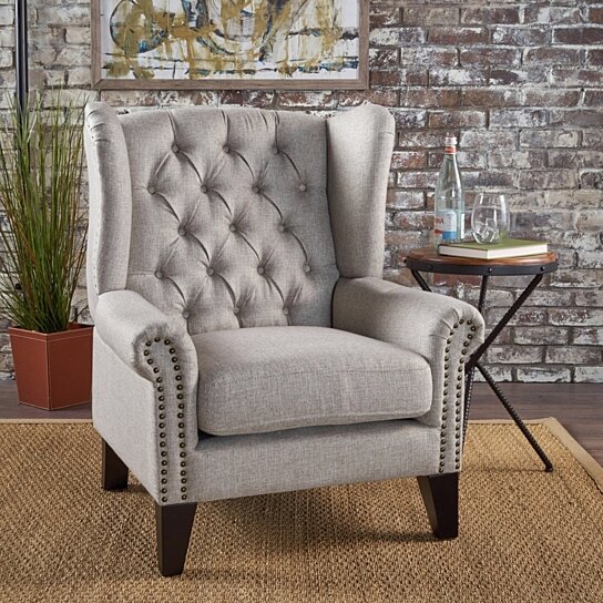 tufted fabric accent chair