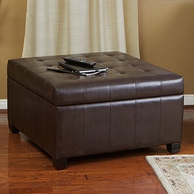 Lyncorn Contemporary Tufted Bonded Leather Storage Ottoman