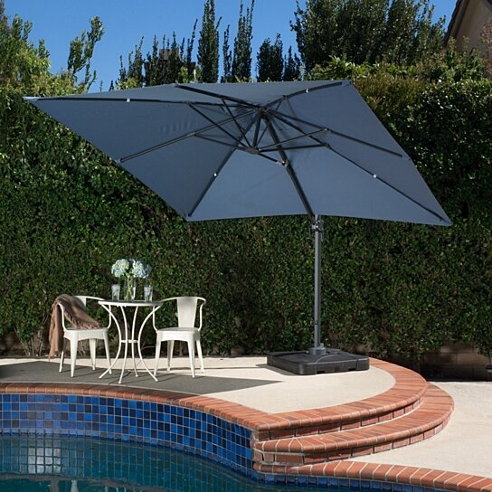 Buy Sardinia Outdoor Modern Water Resistant Fabric Canopy Umbrella With Base By Gdfstudio On Dot Bo