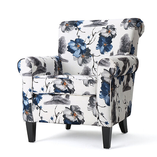 navy blue floral chair