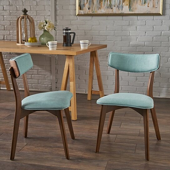 Buy Molly Mid Century Modern Dining Chairs With Rubberwood Frame Set Of 2 By Gdfstudio On Dot Bo