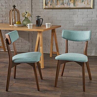 Molly Mid Century Modern Dining Chairs with Rubberwood Frame (Set of 2)