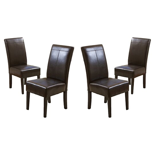 brown leather dining chairs set of 4