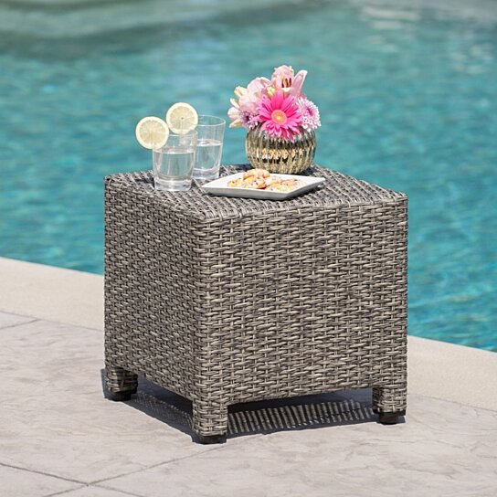 Buy Pueblo Outdoor Mixed Black Wicker Side Table By Gdfstudio On Dot Bo