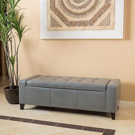 Buy Robin Grey Leather Storage Ottoman Bench by GDFStudio on Dot & Bo