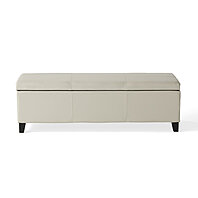 white leather queen storage bed