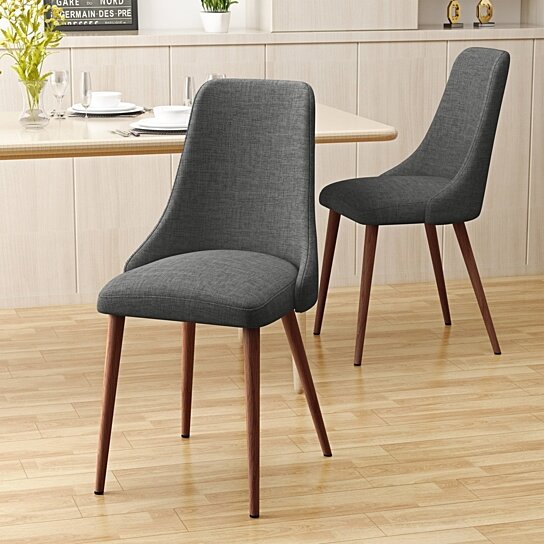 Buy Soloman Mid Century Fabric Dining Chairs With Wood Finished Legs Set Of 2 By Gdfstudio On Dot Bo