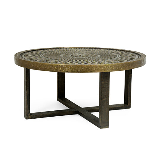 Buy Soperton Cohutta Boho Handcrafted Embossed Coffee Table, Gold by ...