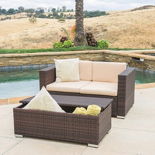 outdoor loveseat with ottoman