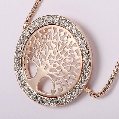 Creative Women Rhinestone Inlaid Hollow Life Tree Charm Bracelet Jewelry Gift