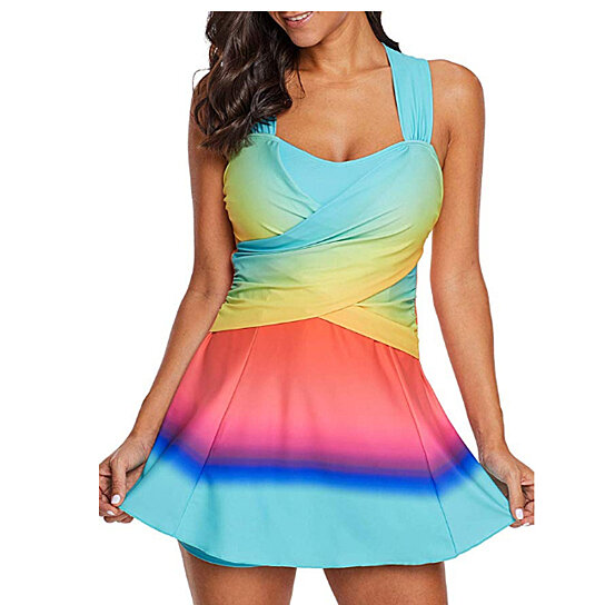 basic colors swim dress