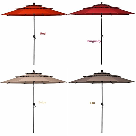 Buy Gymax 10ft 3 Tier Patio Market Umbrella Aluminum Sunshade Shelter Double Vented By Gymax On Opensky