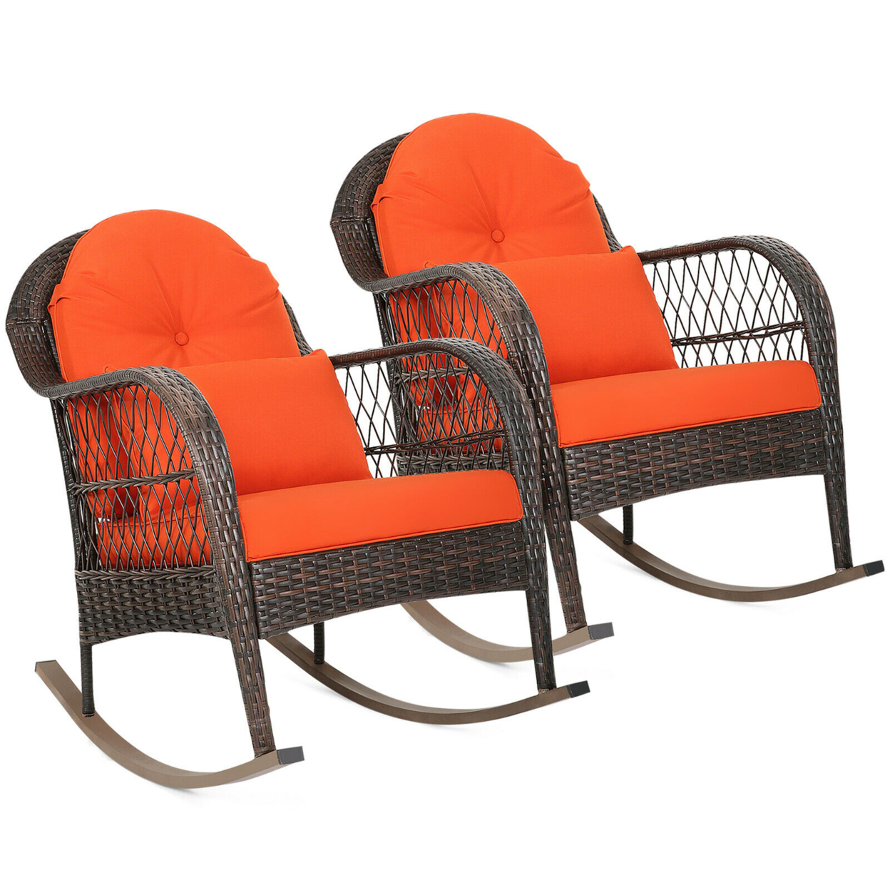 Gymax 2Pcs Patio Rattan Wicker Rocking Chair Rocker Outdoor Furniture
W\/ Cushion eBay